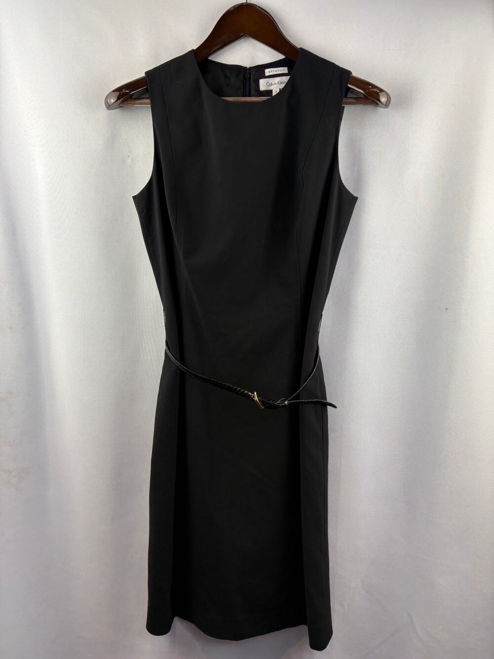 Women’s Calvin Klein Size 4 Black Pencil Dress w/ Belt